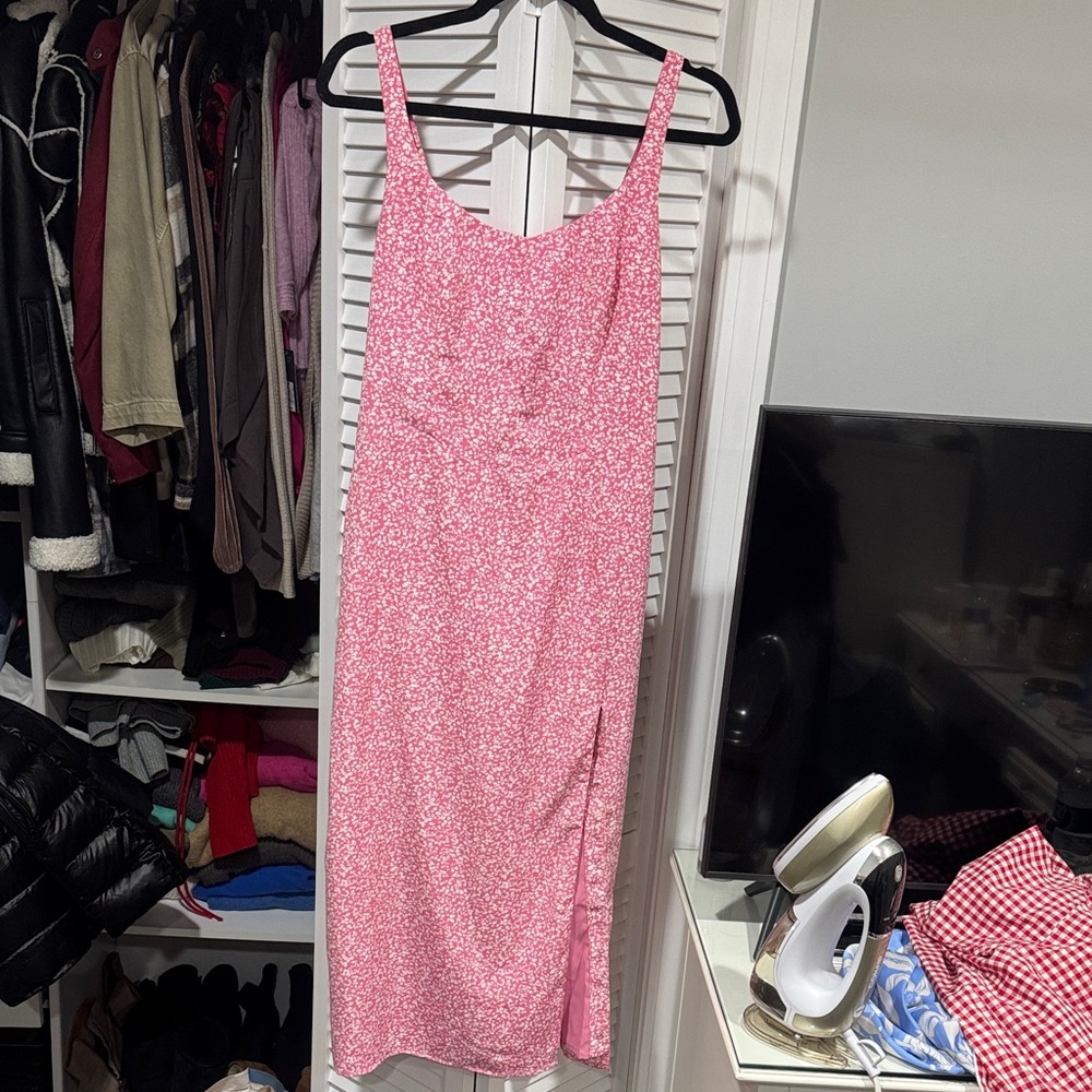 Abercrombie & Fitch Pink Floral Midi Slip Dress